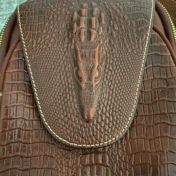 Brown Leather Belt Bag with Teardrop Shape